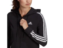 Adidas - Essentials Single Jersey 3-Stripes Full-Zip Hoodie - Black Hoodie -Tanktop Welt Geschaft adidas gl0798c