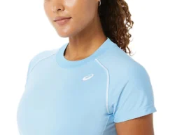 Asics - Court Women Piping SS - Blue Sport Shirt Ladies -Tanktop Welt Geschaft asics 2042a157 406c